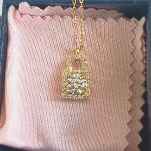Certified 1ct. Moissanite Lock Necklace - Picture 11 of 14
